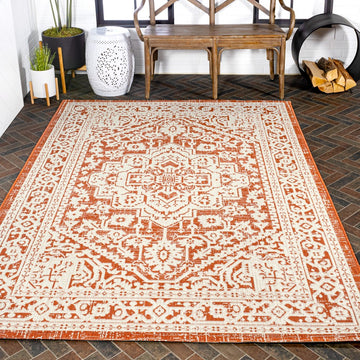 Sinjuri Medallion Textured Weave Indoor/outdoor Area Rug